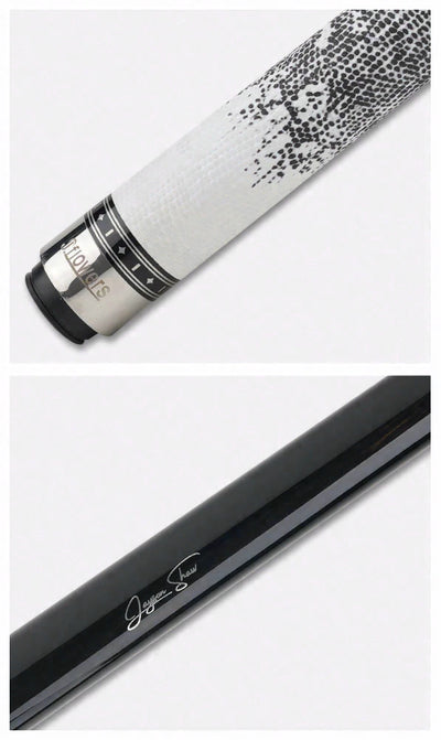 JFlowers True White Pool Cue with White Lizard Wrap and Carbon Shaft