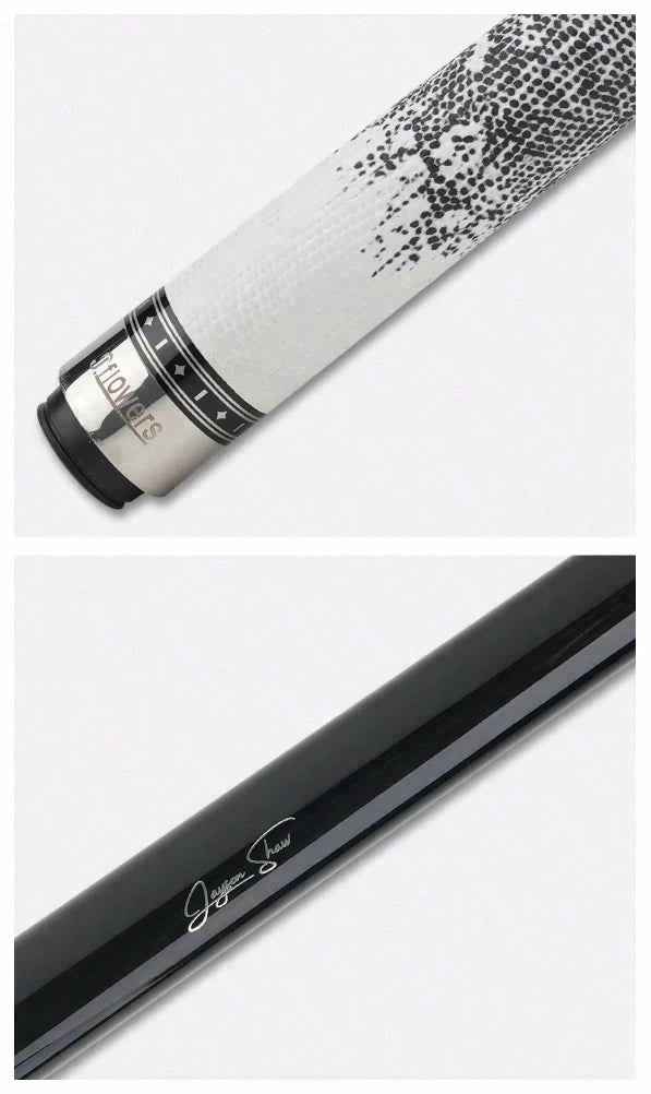 JFlowers True White Pool Cue with White Lizard Wrap and Carbon Shaft
