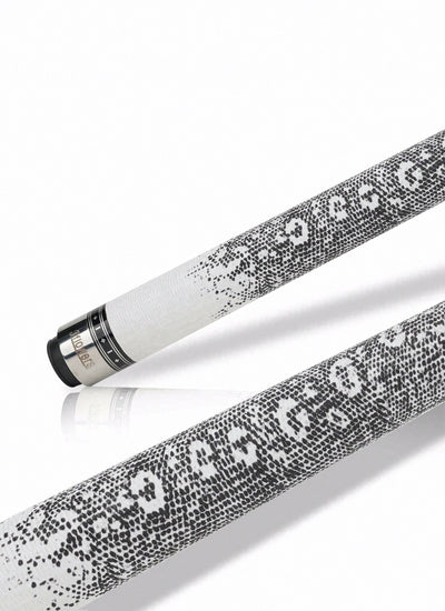 JFlowers True White Pool Cue with White Lizard Wrap and Carbon Shaft