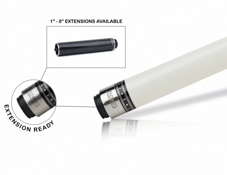 JFlowers True White No Wrap Pool Cue with Carbon Shaft