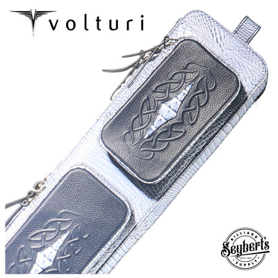 Volturi 4X8 Custom Two-Tone Crocodile Leather Butterfly Soft Cue Case - Blue/Dark Blue