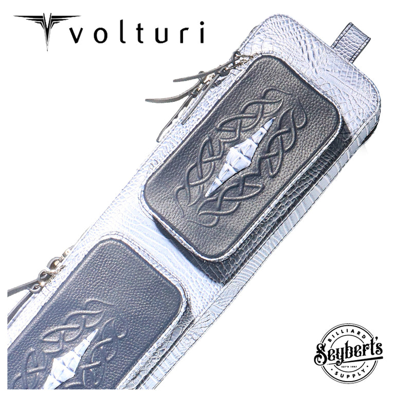 Volturi 4X8 Custom Two-Tone Crocodile Leather Butterfly Soft Cue Case - Blue/Dark Blue