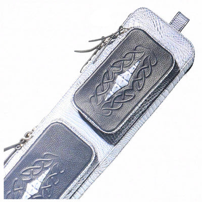 Volturi 4X8 Custom Two-Tone Crocodile Leather Butterfly Soft Cue Case - Blue/Dark Blue