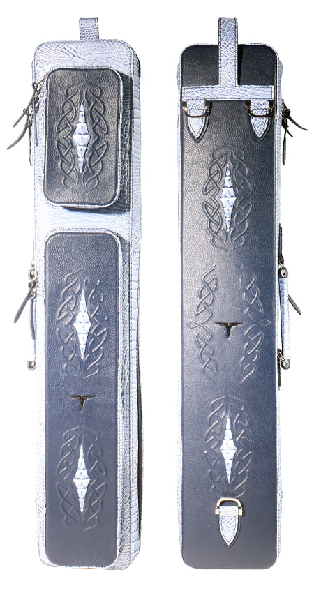 Volturi 4X8 Custom Two-Tone Crocodile Leather Butterfly Soft Cue Case - Blue/Dark Blue
