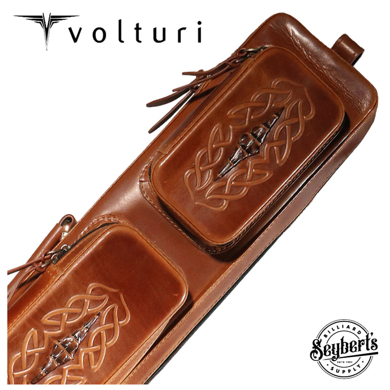 Volturi 4X8 Custom Smooth Grain Leather Butterfly Soft Cue Case - Brown