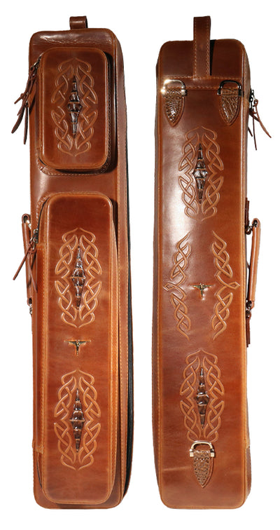 Volturi 4X8 Custom Smooth Grain Leather Butterfly Soft Cue Case - Brown