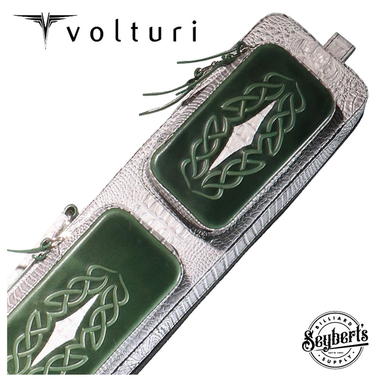Volturi 4X8 Custom Two-Tone Crocodile Leather Butterfly Soft Cue Case - Green/Dark Green