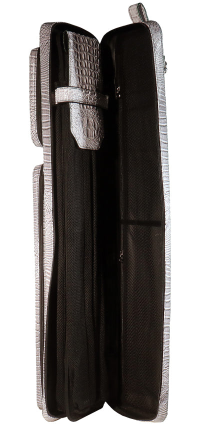 Volturi 4X8 Custom Two-Tone Crocodile Leather Butterfly Soft Cue Case - Green/Dark Green