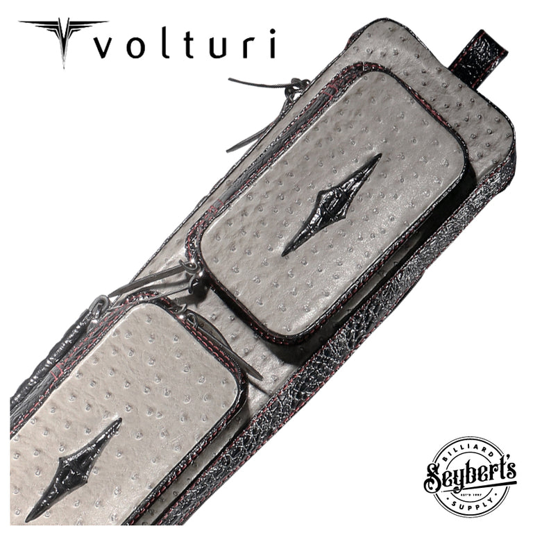 Volturi 4X8 Custom Two-Tone Ostrich Leather Butterfly Soft Cue Case - Black/Gray