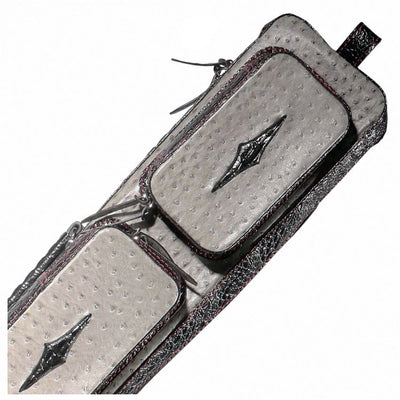 Volturi 4X8 Custom Two-Tone Ostrich Leather Butterfly Soft Cue Case - Black/Gray