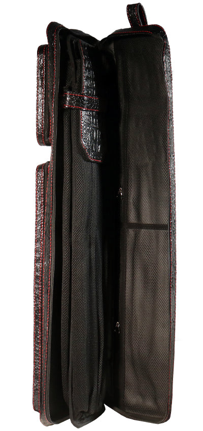 Volturi 4X8 Custom Two-Tone Ostrich Leather Butterfly Soft Cue Case - Black/Gray