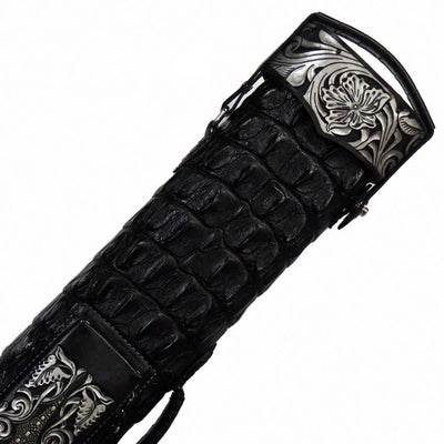 Volturi Custom Hornback Croc Black 4x8 Hard Pool Cue Case - VCBKHC4X8