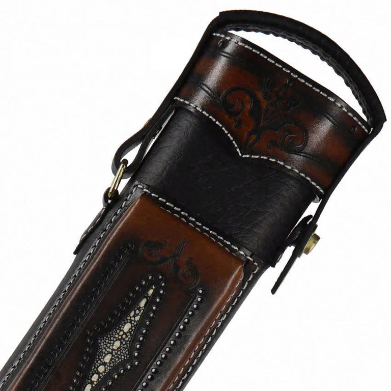 Volturi Custom Brogue Tan 2x4 Hard Pool Cue Case - VCBS2x4TANBLK