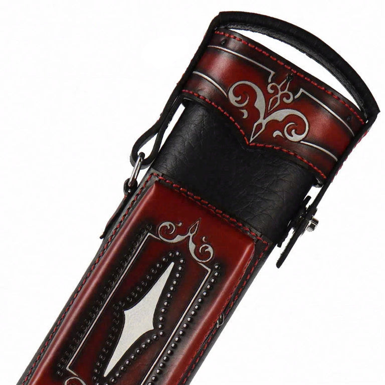 Volturi Custom Brogue Red 3x6 Hard Pool Cue Case - VCBS3X6REDBLK