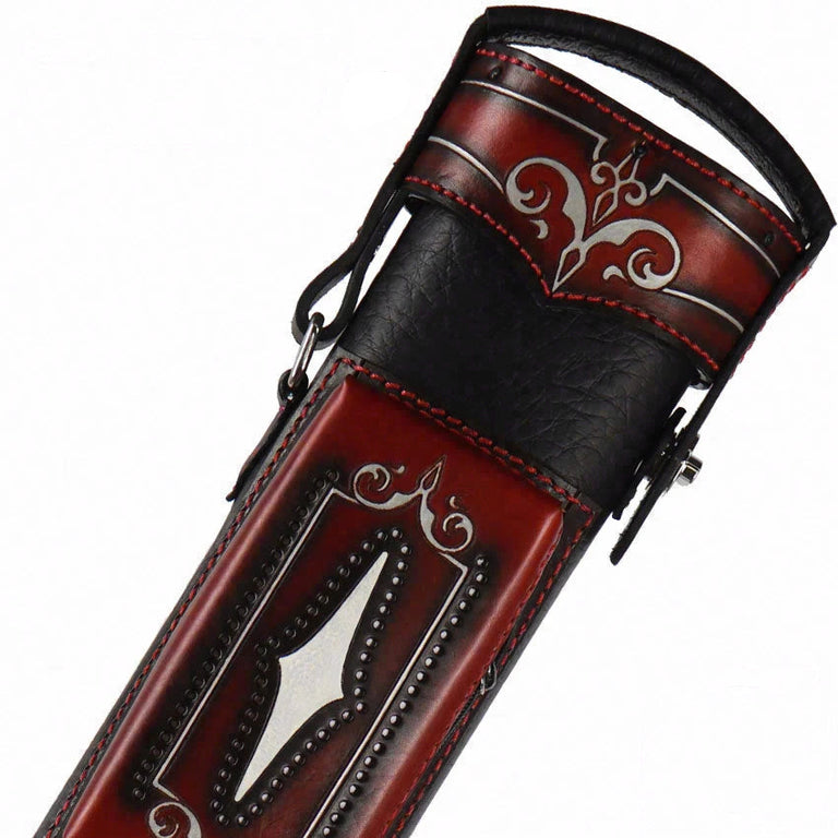 Volturi Custom Brogue Red 4x8 Hard Pool Cue Case - VCBS4X8REDBLK