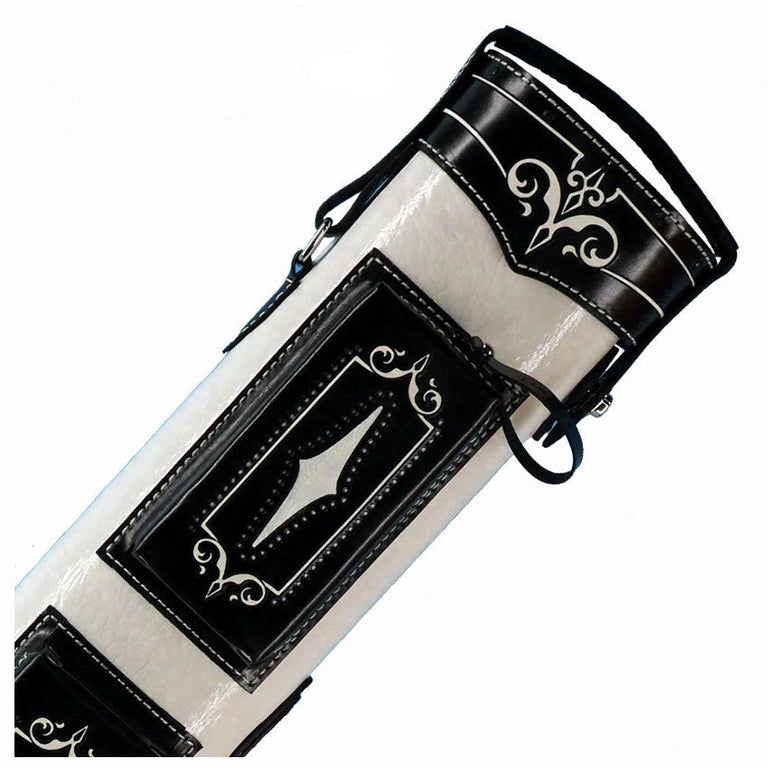 Volturi Custom Brogue White/Black 4x8 Hard Pool Cue Case - VCBS4X8WHBK