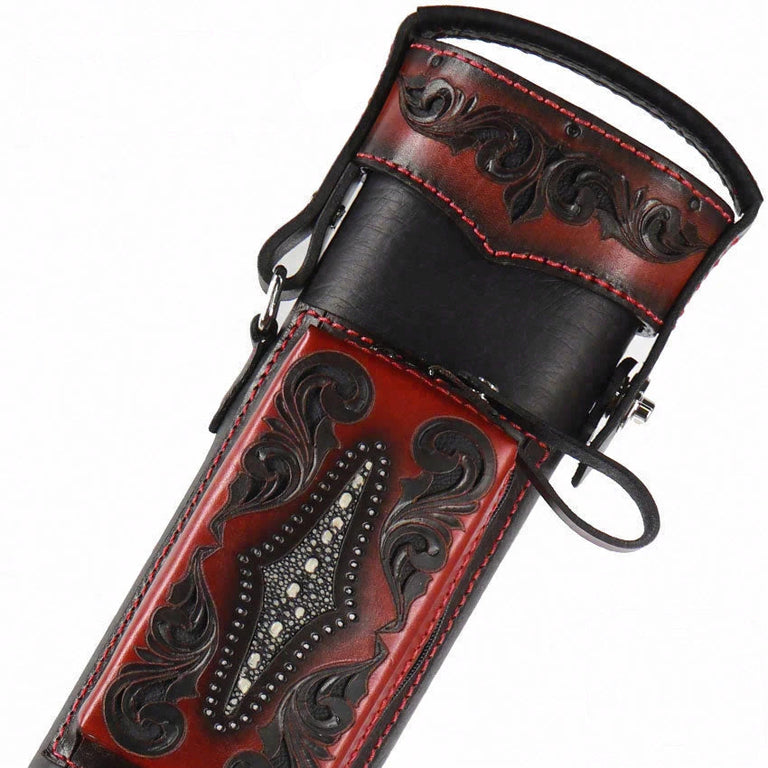 Volturi Custom Venice Black/Red 4x8 Hard Pool Cue Case - VCVS4X8BLKRED