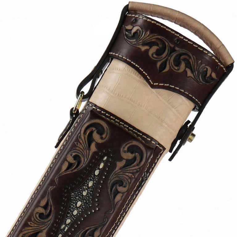 Volturi Custom Venice Natural/Brown 4x8 Hard Pool Cue Case - VCVS4X8NATBRN