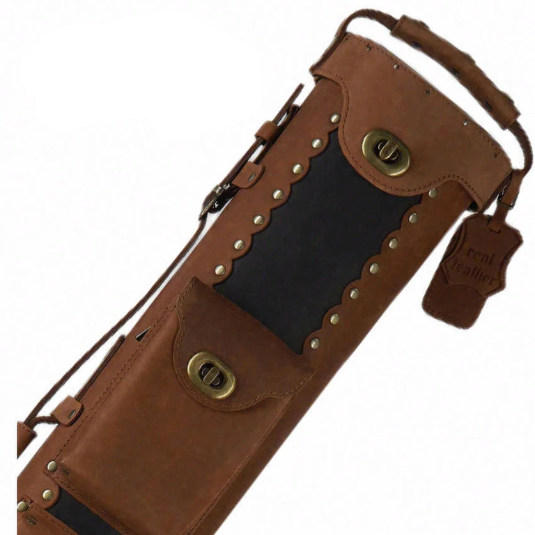 Instroke Buffalo Leather Brown/Black 3x5 Pool Cue Case - BC3X5BRBK