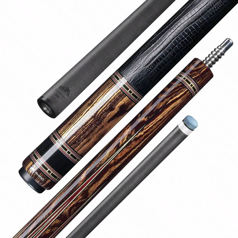 Rhino Retro II Bocote Pool Cue with Leather Wrap and Carbon Shaft