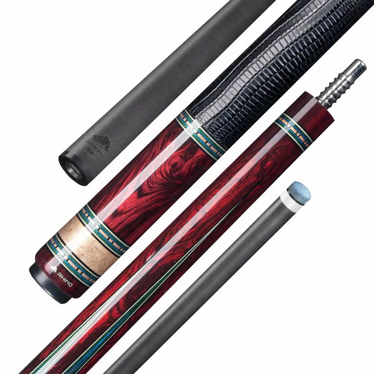 Rhino Retro II Cocobolo Pool Cue with Leather Wrap and Carbon Shaft