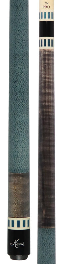 Meucci BE-12 Pool Cue - Gray Stained Maple with Blue and Black Wrap less Section - Pro Shaft