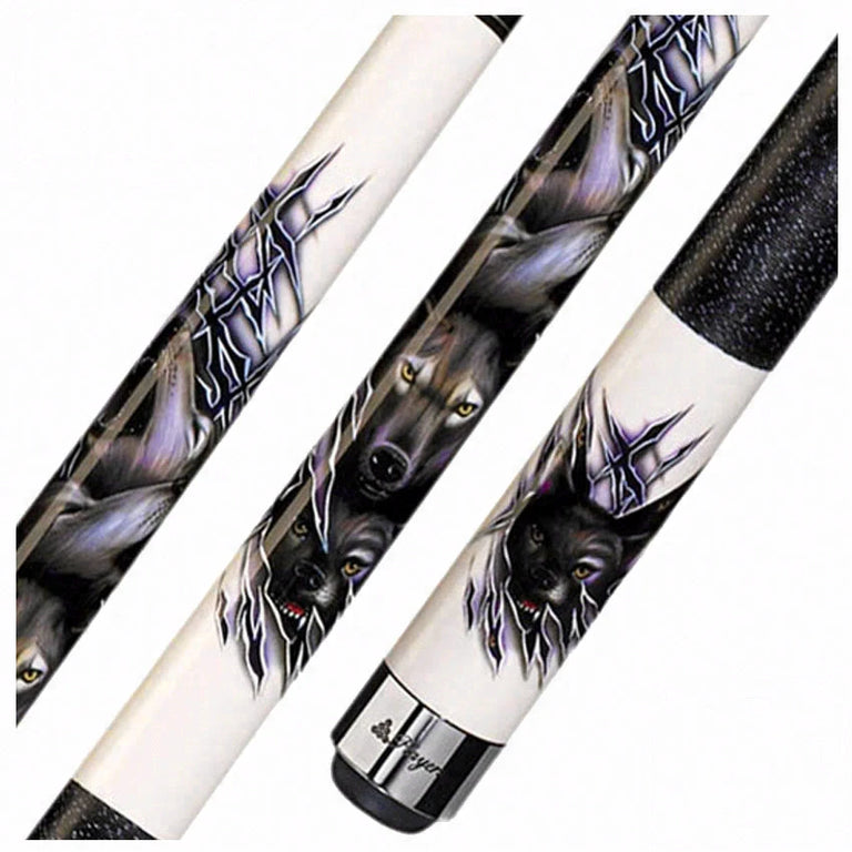 Players  White with Howling Wolf Graphic Pool Cue - DCWWP