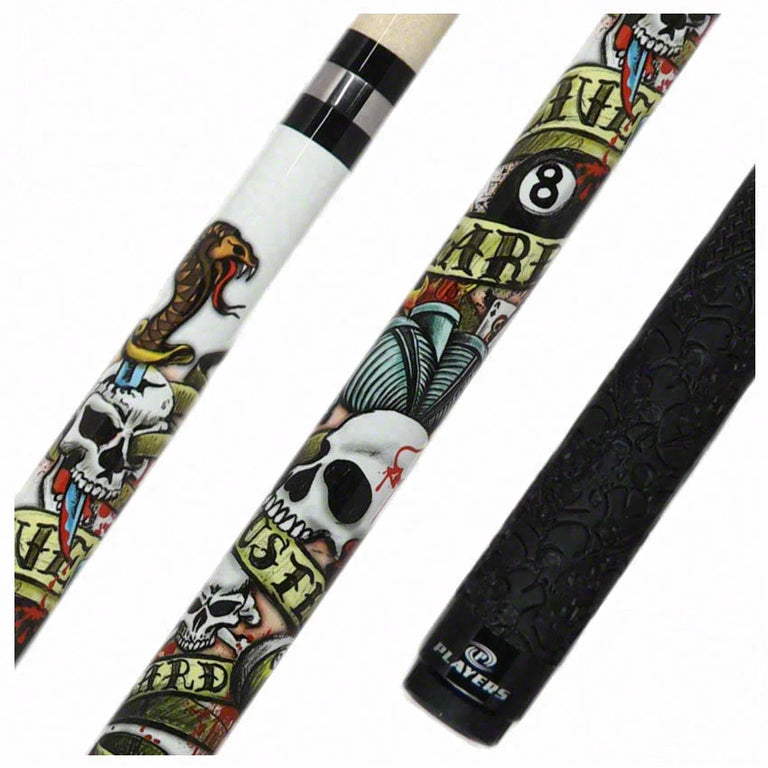 Players Live Hard Play Hard Tattoo Graphic Pool Cue - DLH