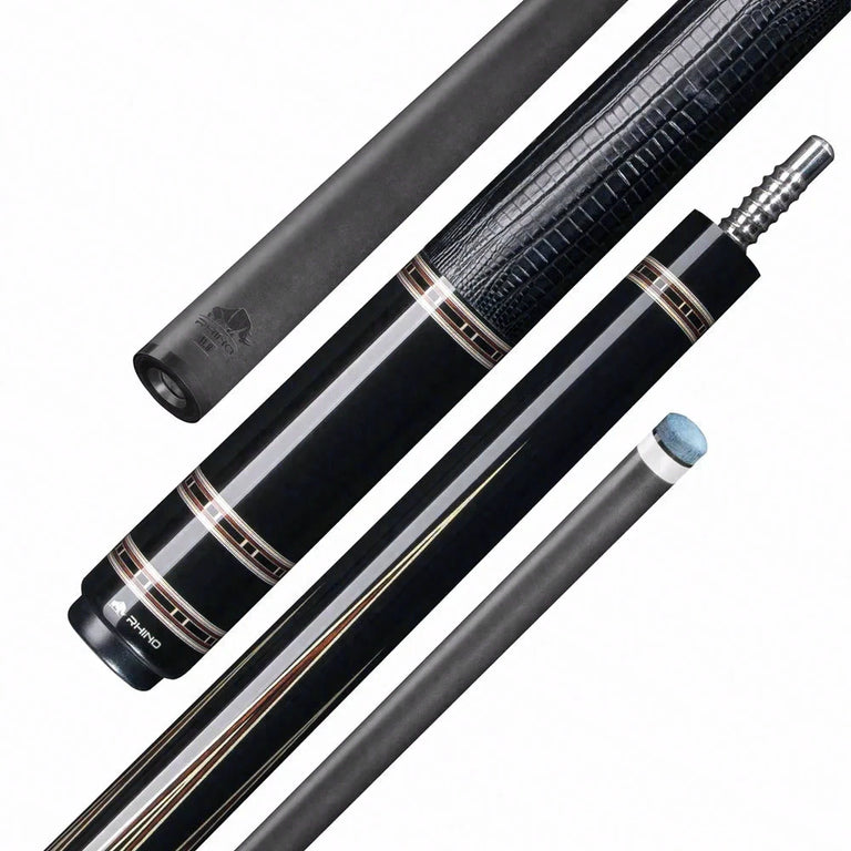 Rhino Retro II Ebony Pool Cue with Leather Wrap and Carbon Shaft
