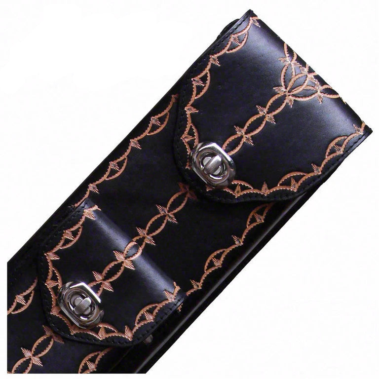 Instroke FIT-A Black Hand Tooled 2x4 Pool Cue Case - FIT24A