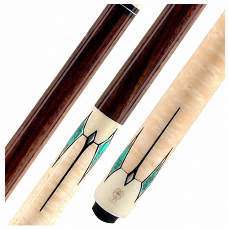 McDermott G Series Rosewood Forearm with Turquoise and Pewter No Wrap Pool Cue - G411