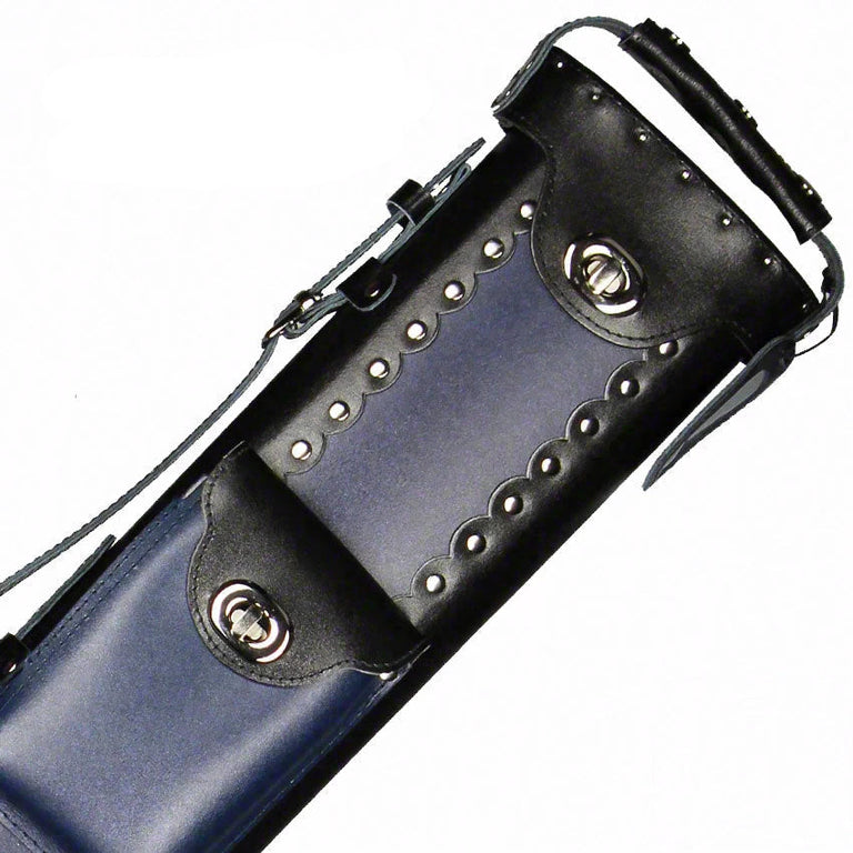 Instroke Geo Leather Black/Blue 3x7 Pool Cue Case - GEO3X7BKBL