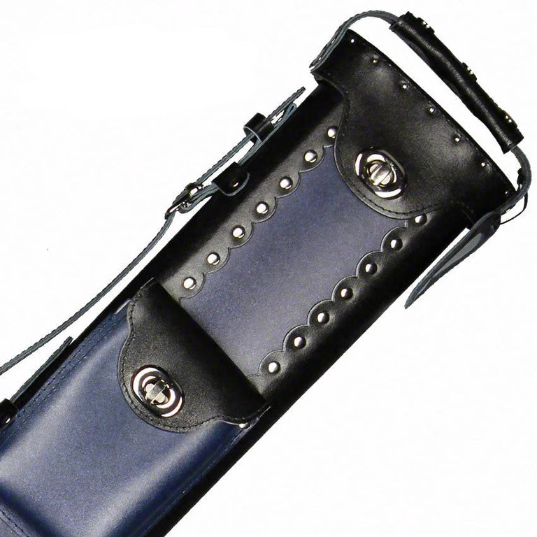 Instroke Geo Leather Black/Blue 2x3 Pool Cue Case - GEO2X3BBL