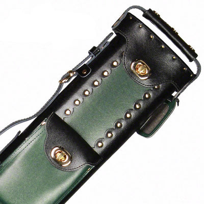 Instroke Geo Leather Black/Green 3x5 Pool Cue Case - GEO3X5BG