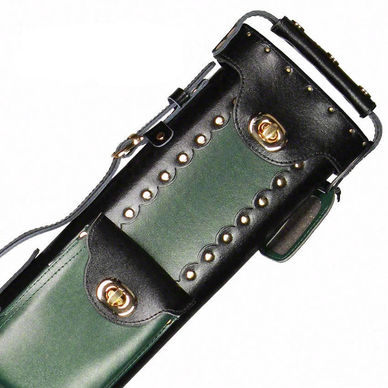Instroke Geo Leather Black/Green 3x7 Pool Cue Case - GEO3X7BKGR