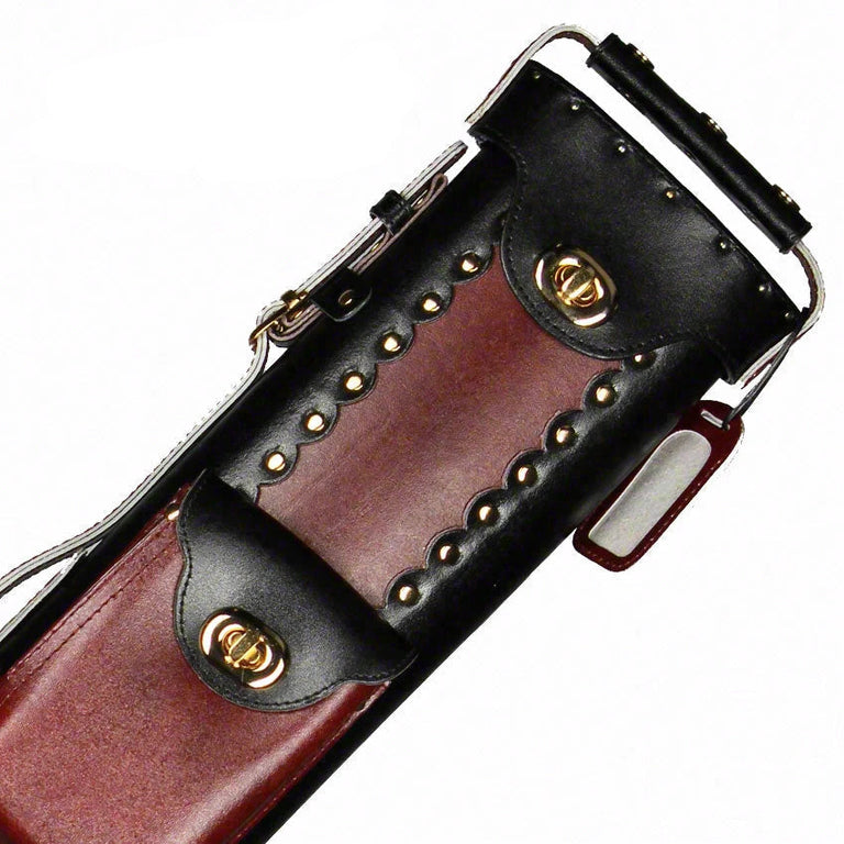 Instroke Geo Leather Black/Burgundy 3x7 Pool Cue Case - GEO3X7BKBU