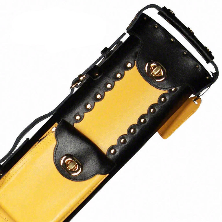 Instroke Geo Leather Black/Yellow 2x4 Pool Cue Case - GEO2X4BY