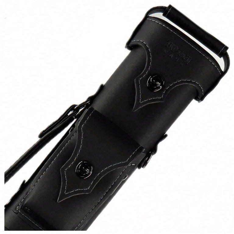 Holly Monochrome Stitched Grey Pool Cue Case - HSMGY