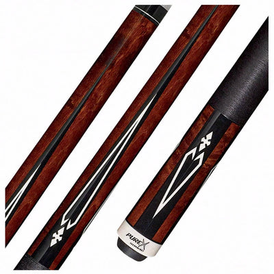 PureX Technology Pool Cue - Antique Stained Birdseye Maple with Black & White 4 Pt. Graphics - HXT15