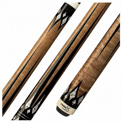 PureX Technology Pool Cue - Smoke Grey Birdseye Maple with 6 Pt. White Recon Graphics - HXT65