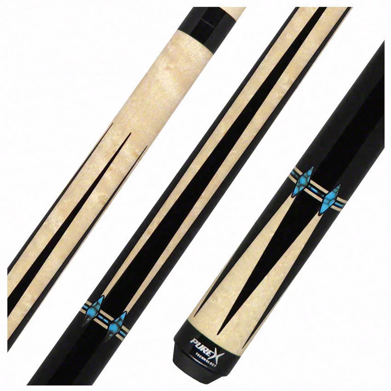 PureX Technology Pool Cue - Golden Birdseye Maple with Black and Blue Recon Graphics - HXTE13