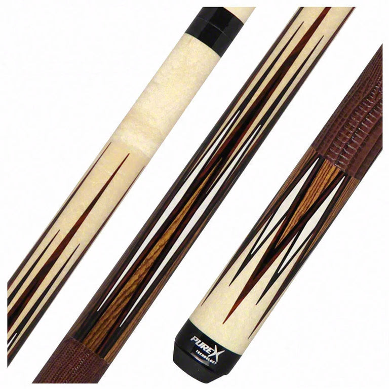 PureX Technology Pool Cue - Natural Birdseye Maple with Cocobolo, Bocote and Ivory Graphics - HXTE14