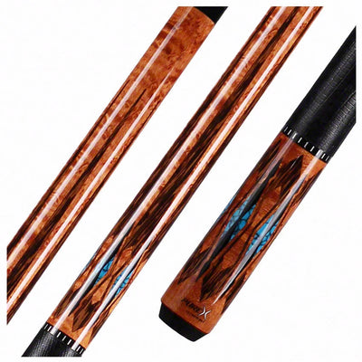PureX Technology Pool Cue - Antique Birdseye Maple with Black Palm and Blue Recon Graphics - HXTE2