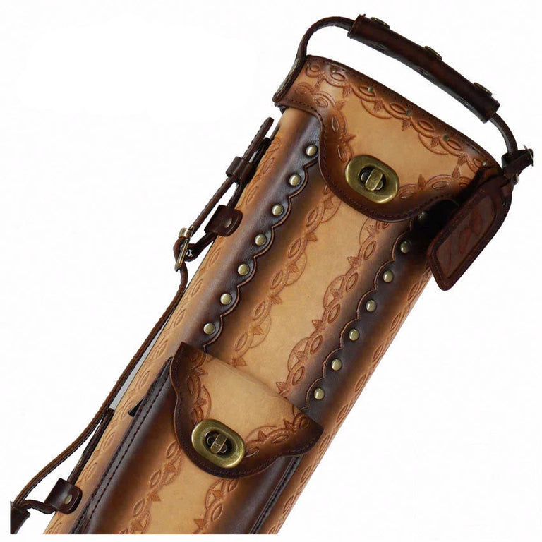 Instroke Saddle D01 Dark Brown Air Brushed 2x4 Pool Cue Case - 24D01DB