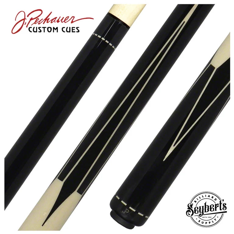 Pechauer JP Series Black Painted Maple with Black Points and Natural Maple Wrapless Pool Cue - JP15R-DIS