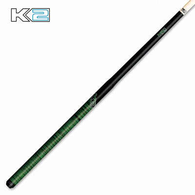 K2 Black and Green Curly Maple 6 in 1 No Wrap Break/Jump Pool Cue