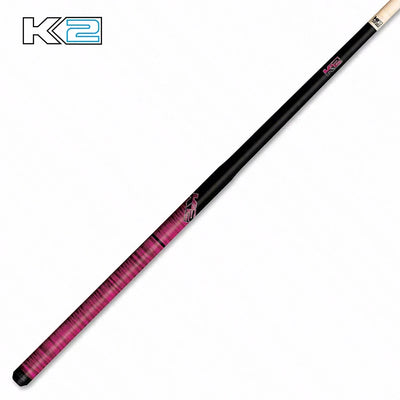 K2 Black Pink with Curly Maple 6 in 1 No Wrap Break/Jump Pool Cue