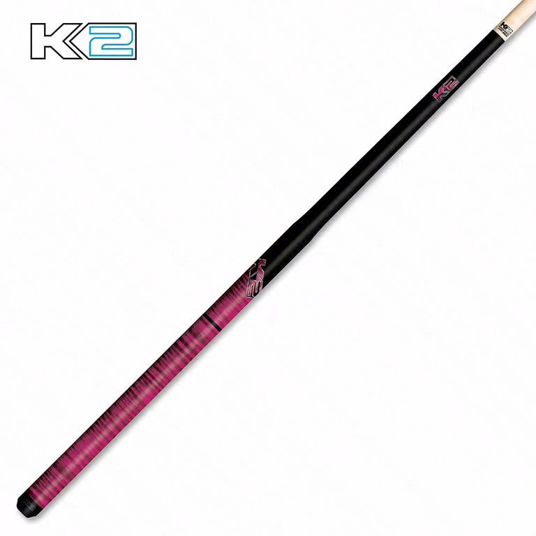 K2 Black Pink with Curly Maple 6 in 1 No Wrap Break/Jump Pool Cue