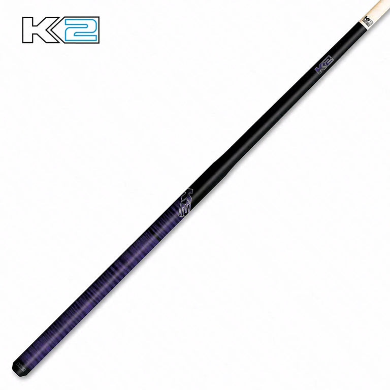 K2 Black with Purple Curly Maple 6 in 1 No Wrap Break/Jump Pool Cue