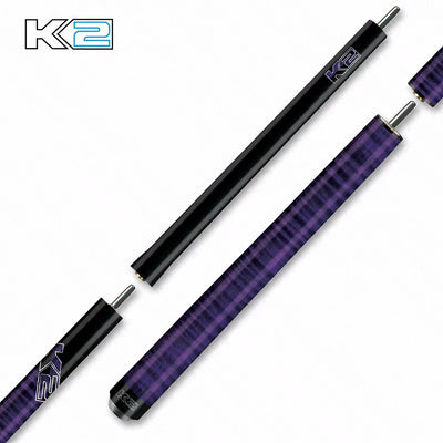 K2 Black with Purple Curly Maple 6 in 1 No Wrap Break/Jump Pool Cue